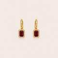 Crystal Drop Hoop Earrings- red